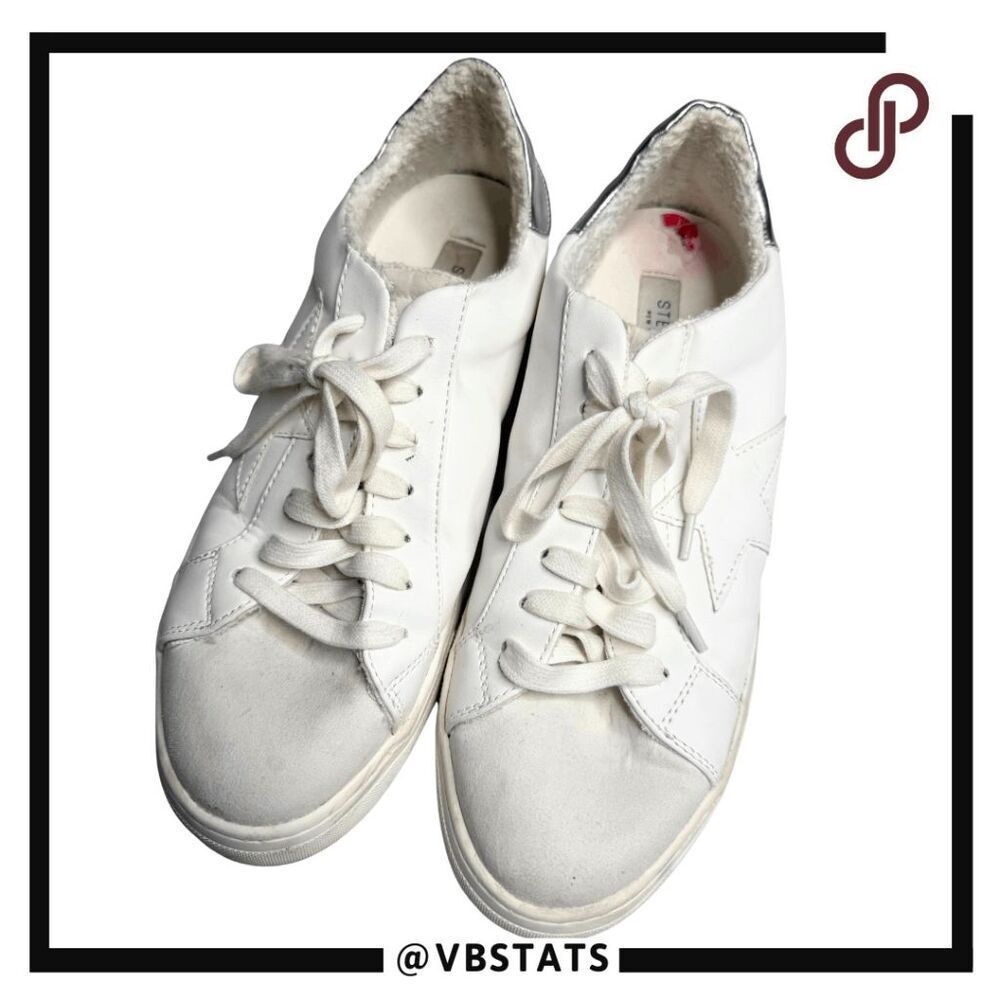 Steven New York Women's Reeves Leather Star‎ Fashion Sneakers White Size 10M